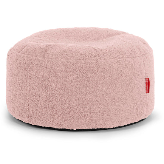 Large Round Footstool - Boucle Pink 01