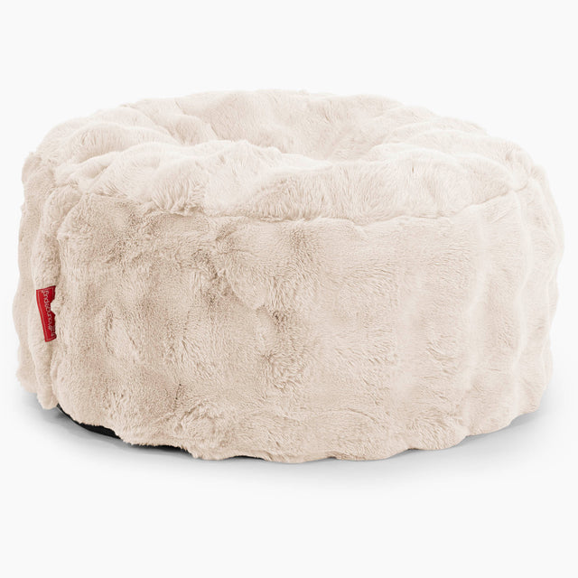 Large Round Footstool - Bubble Faux Fur Cream 01