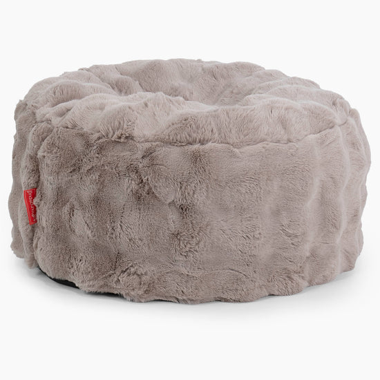 Large Round Footstool - Bubble Faux Fur Mink 01