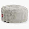 Large Round Footstool - Bubble Faux Fur Sage Green 01