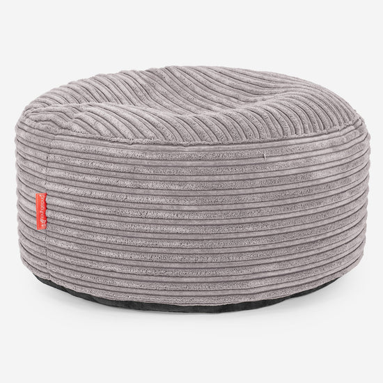 Ottoman Pouf with a Serving Tray - Cord Silver Grey 03