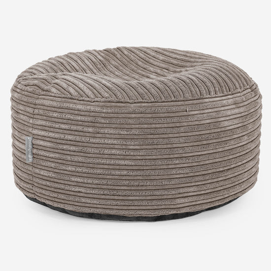 Large Round Footstool - Cord Dovetail Grey 01