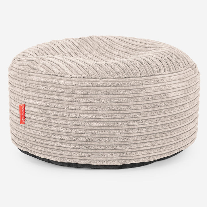 Ottoman Pouf with a Serving Tray - Cord Ivory 03