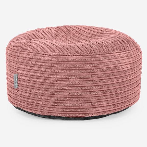 Large Round Footstool - Cord Peach 01