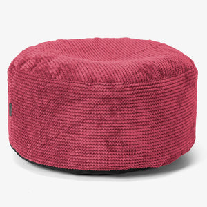 Large Round Footstool - Pom Pom Pastel Red