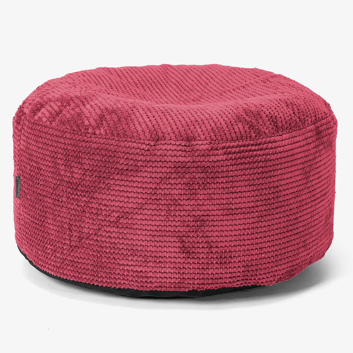 Large Round Footstool - Pom Pom Pastel Red 01