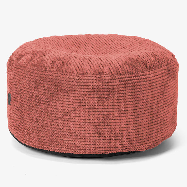 Large Round Footstool - Pom Pom Pumpkin Orange 01