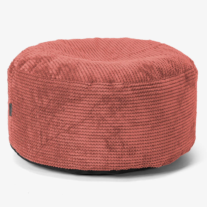 Large Round Footstool - Pom Pom Pumpkin Orange 01