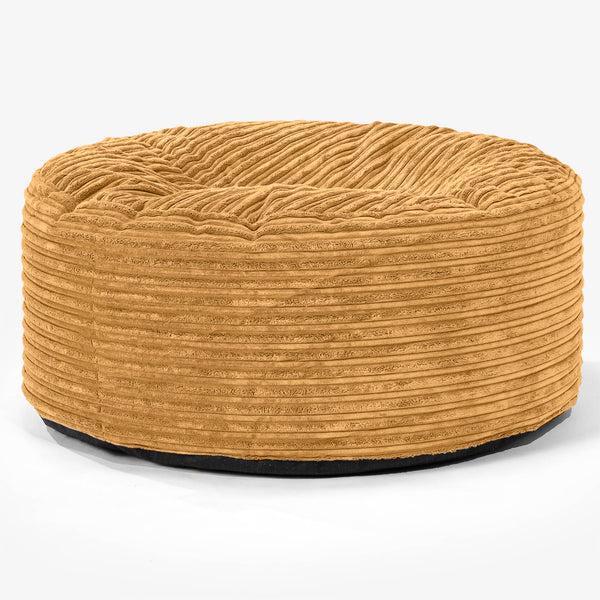 Large Round Pouffe - Cord Golden Honey 01