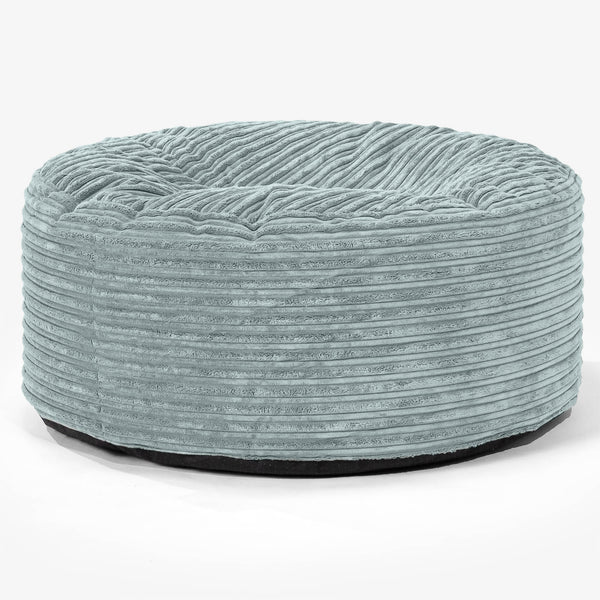 Large Round Pouffe - Cord Mint Green 01