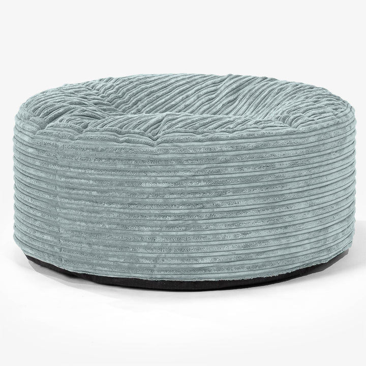 Large Round Pouffe - Cord Mint Green 01