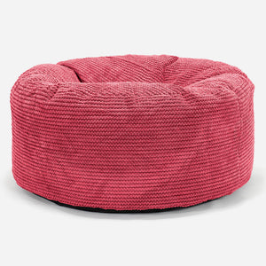 Large Round Pouffe - Pom Pom Pastel Red