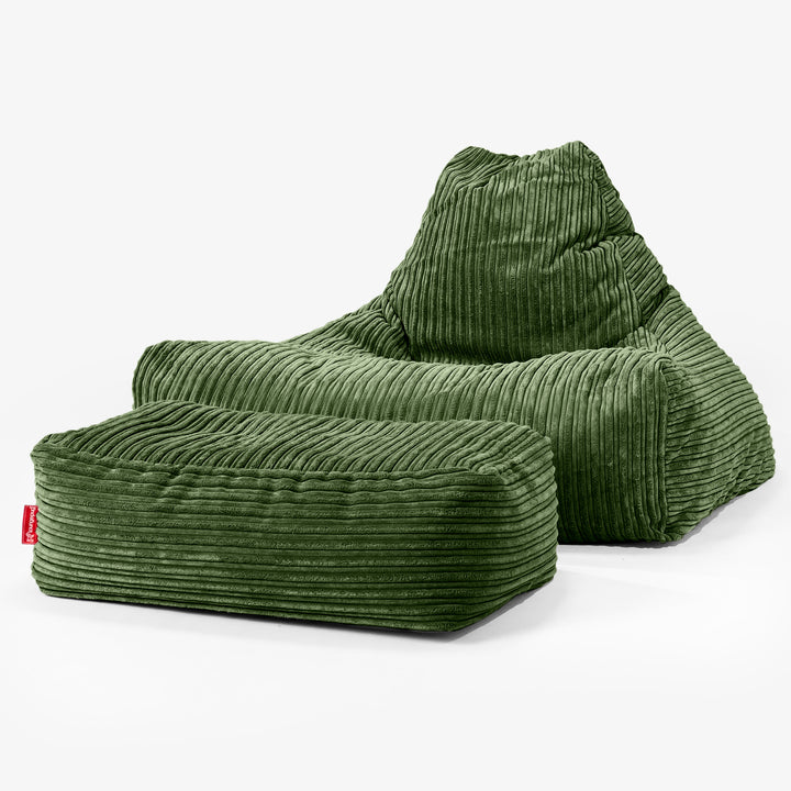 Lounger Beanbag - Cord Forest Green 02