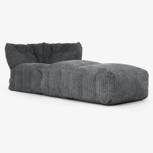 Modular Sofa Bean Bag, Right Chaise Section - Cord Black