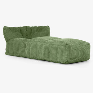 Modular Sofa Bean Bag, Right Chaise Section - Cord Forest Green