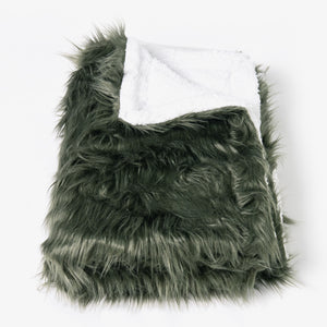 Sherpa Throw / Blanket - Mongolian Fur Sage Green