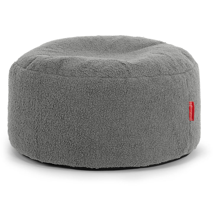 Ottoman Pouf with a Serving Tray - Boucle Grey 02