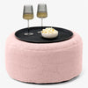 Ottoman Pouf with a Serving Tray - Boucle Pink 01