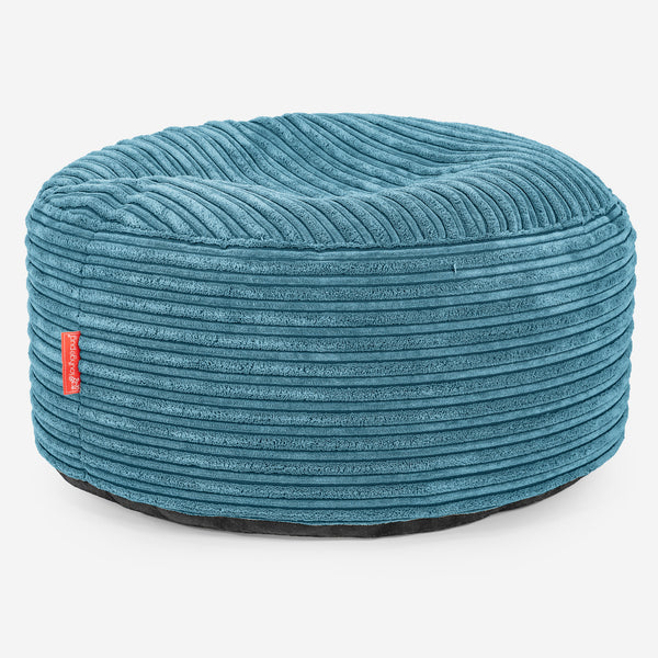Ottoman Pouf with a Serving Tray - Cord Aegean Blue 01