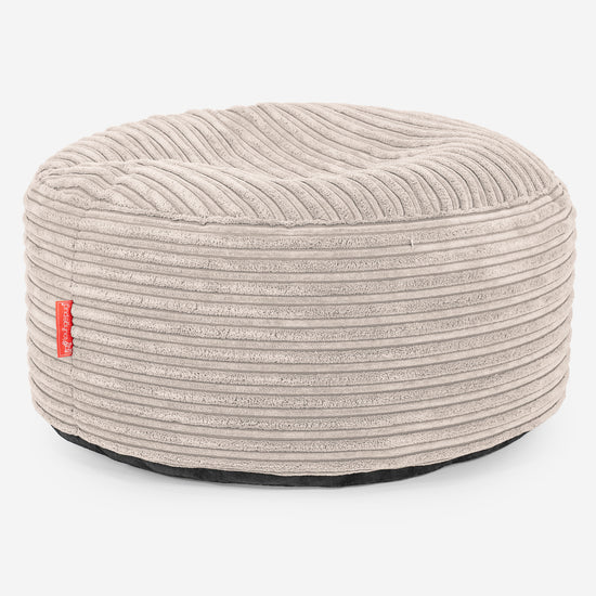 Ottoman Pouf with a Serving Tray - Cord Ivory 02
