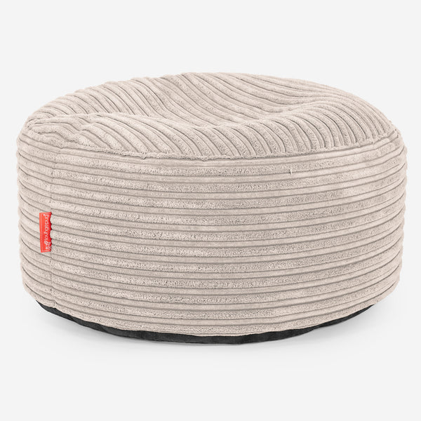Ottoman Pouf with a Serving Tray - Cord Ivory 01