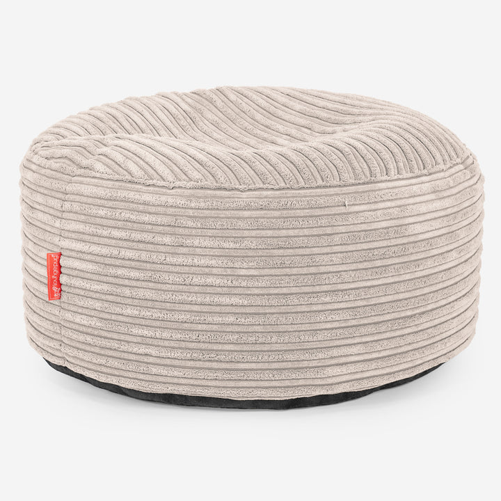 Ottoman Pouf with a Serving Tray - Cord Ivory 02