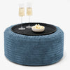 Ottoman Pouf with a Serving Tray - Cord Navy Blue 01