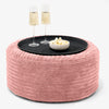 Ottoman Pouf with a Serving Tray - Cord Peach 01