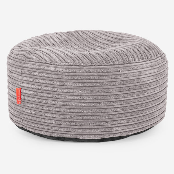 Ottoman Pouf with a Serving Tray - Cord Silver Grey 01