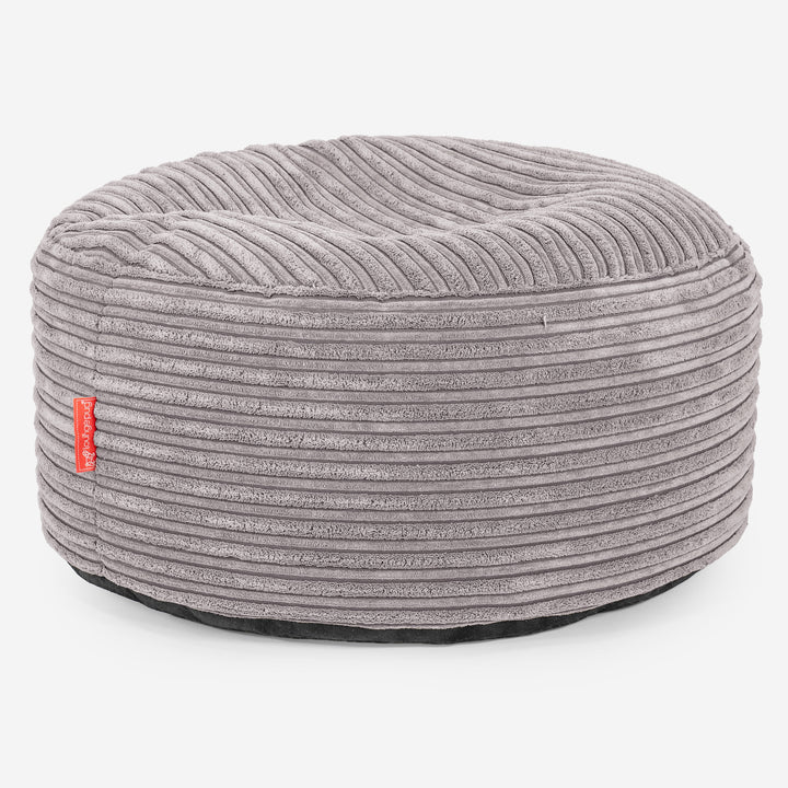 Ottoman Pouf with a Serving Tray - Cord Silver Grey 02