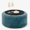 Ottoman Pouf with a Serving Tray - Cord Teal Blue 01