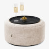Ottoman Pouf with a Serving Tray - Pom Pom Ivory 01