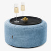 Ottoman Pouf with a Serving Tray - Pom Pom Sky Blue 01