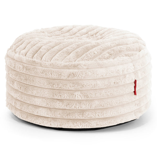 Ottoman Pouf with a Serving Tray - Ultra Plush Cord Cream 01