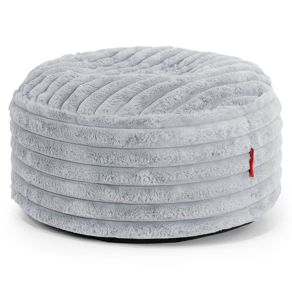 Ottoman Pouf with a Serving Tray - Ultra Plush Cord Duck Egg Blue 01