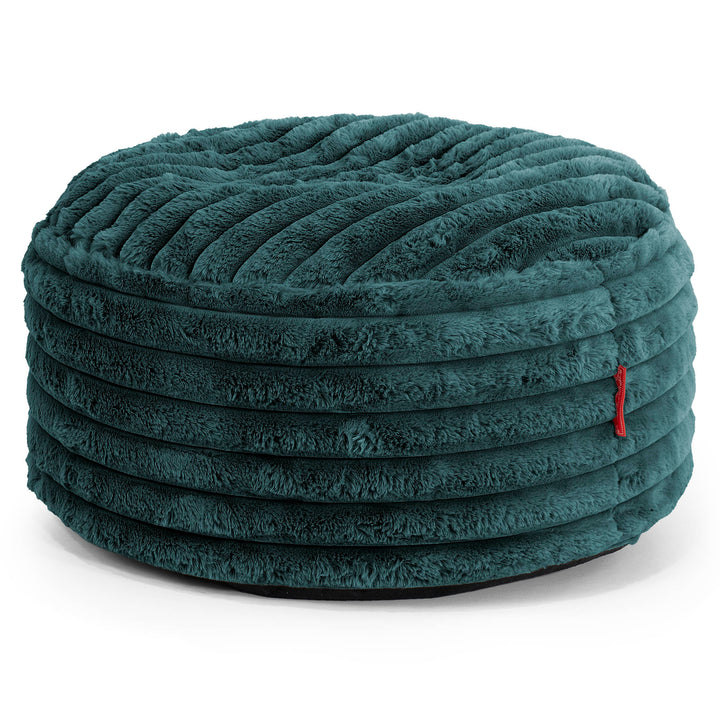 Ottoman Pouf with a Serving Tray - Ultra Plush Cord Teal 02
