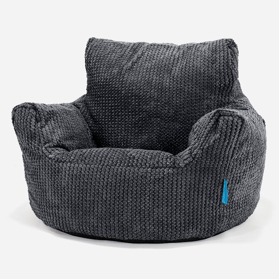 Kids Armchair Bean Bag for Toddlers 1-3 yr - Pom Pom Black 01