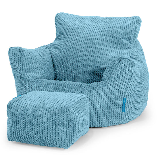 Kids Armchair Bean Bag for Toddlers 1-3 yr - Pom Pom Aegean Blue 02