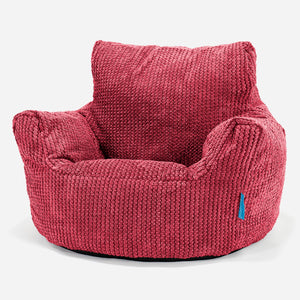 Kids Armchair Bean Bag for Toddlers 1-3 yr - Pom Pom Pastel Red