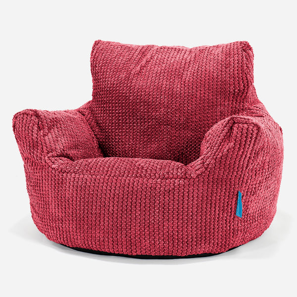 Kids Armchair Bean Bag for Toddlers 1-3 yr - Pom Pom Pastel Red 01