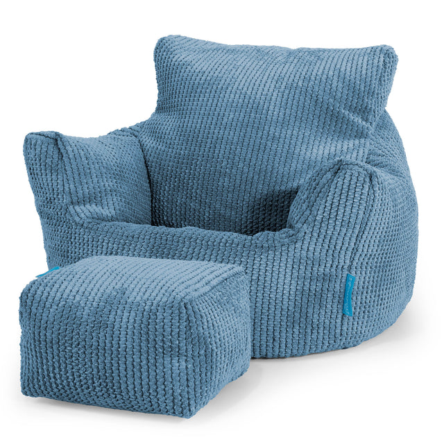 Kids Armchair Bean Bag for Toddlers 1-3 yr - Pom Pom Sky Blue 02