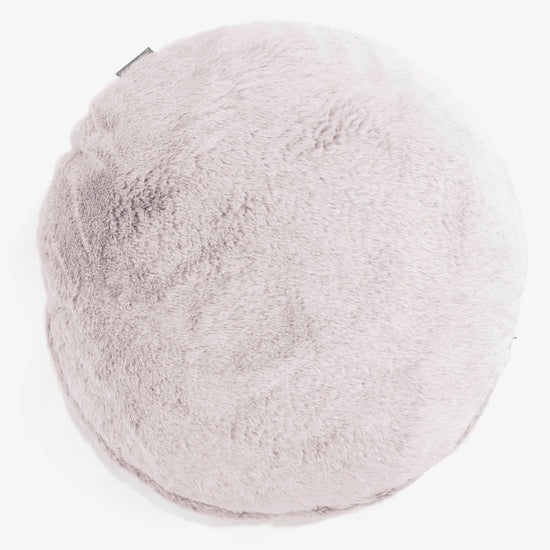 Round Scatter Cushion Cover 50cm - Fluffy Faux Fur Rabbit Dusty Pink 01