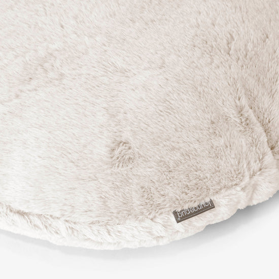 Round Scatter Cushion Cover 50cm - Fluffy Faux Fur Rabbit White 02