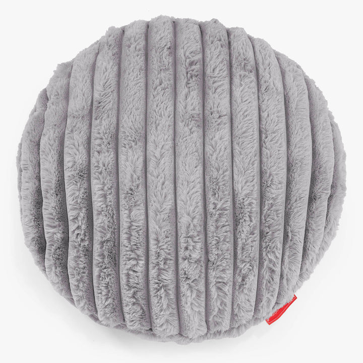 Round Scatter Cushion Cover 50cm - Ultra Plush Cord Grey 01