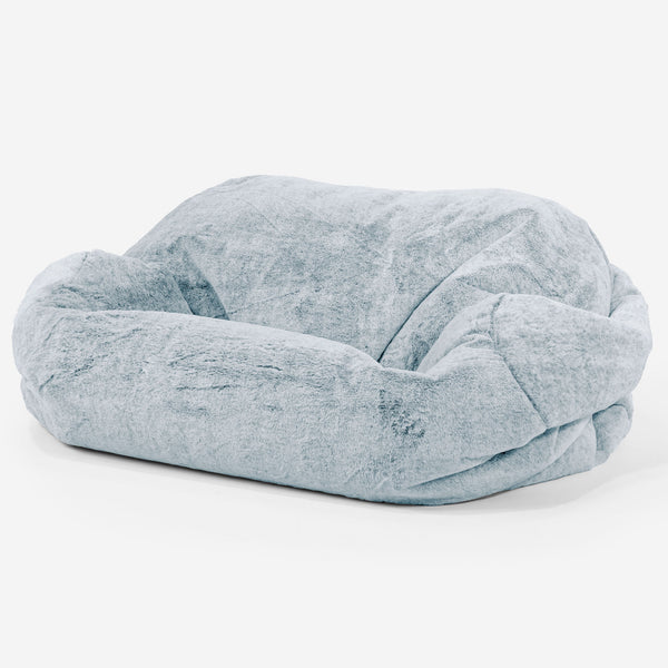 Sabine Bean Bag Sofa - Fluffy Faux Fur Rabbit Dusty Blue 01