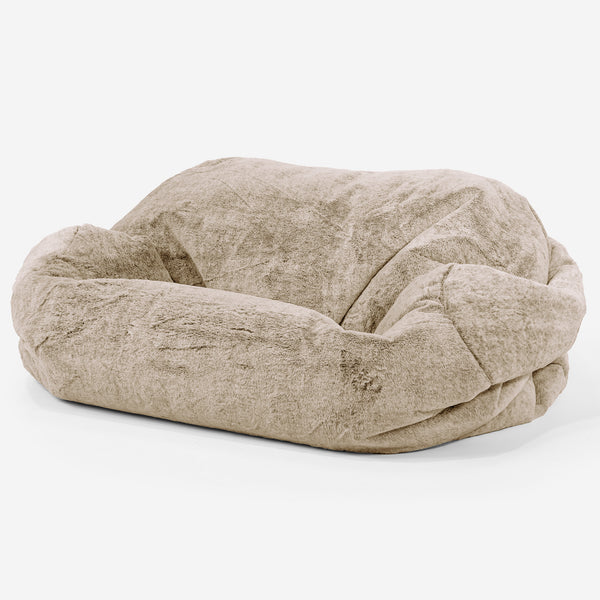Sabine Bean Bag Sofa - Fluffy Faux Fur Rabbit Golden Brown 01