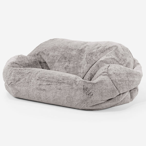 Sabine Bean Bag Sofa - Fluffy Faux Fur Rabbit Light Grey 01
