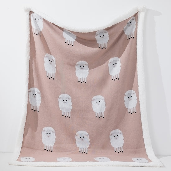 Throw / Blanket - Knitted Sheep Pink 01