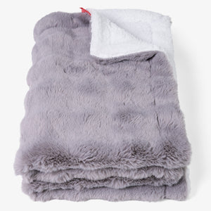Sherpa Throw / Blanket - Bubble Faux Fur Grey