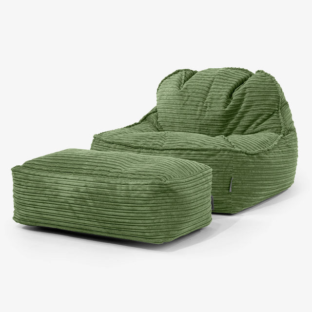Sloucher Bean Bag Chair 2.0 - Cord Forest Green 02